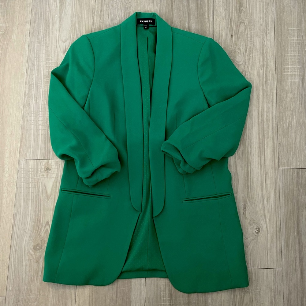 Express ruche sleeve boyfriend blazer